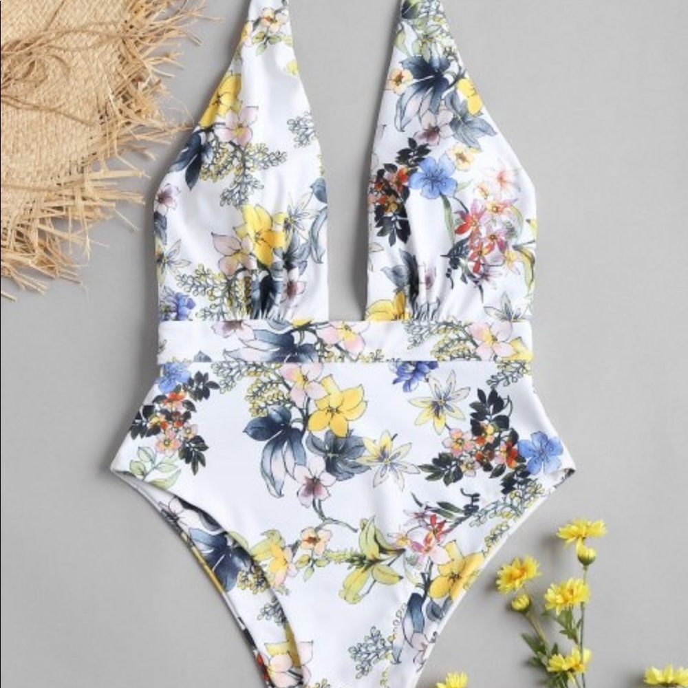 Halter Flower High Leg Swimsuit
